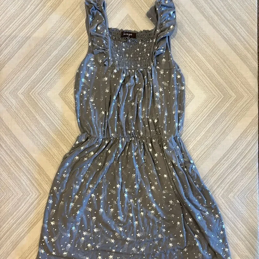 Imoga Girls Grey Tank Dress with Silver Stars - Size 8